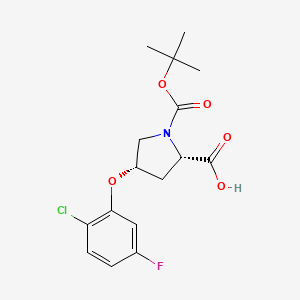 molecular formula C16H19ClFNO5 B3091297 (2S,4S)-1-(叔丁氧羰基)-4-(2-氯-5-氟苯氧基)-2-吡咯烷羧酸 CAS No. 1217642-26-6