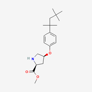 molecular formula C20H31NO3 B3091315 Methyl (2S,4S)-4-[4-(1,1,3,3-tetramethylbutyl)-phenoxy]-2-pyrrolidinecarboxylate CAS No. 1217646-75-7