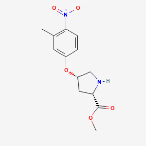 molecular formula C13H16N2O5 B3091322 Methyl (2S,4S)-4-(3-methyl-4-nitrophenoxy)-2-pyrrolidinecarboxylate CAS No. 1217646-95-1