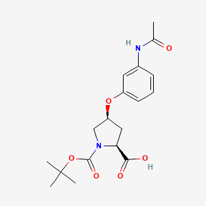 molecular formula C18H24N2O6 B3091355 (2S,4S)-4-[3-(Acetylamino)phenoxy]-1-(tert-butoxycarbonyl)-2-pyrrolidinecarboxylic acid CAS No. 1217685-48-7