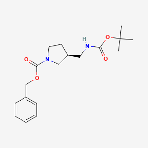 molecular formula C18H26N2O4 B3091406 (S)-N-Cbz-3-N-Boc-aminomethyl-pyrrolidine CAS No. 1217708-58-1