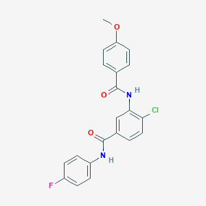 molecular formula C21H16ClFN2O3 B309142 4-chloro-N-(4-fluorophenyl)-3-[(4-methoxybenzoyl)amino]benzamide 