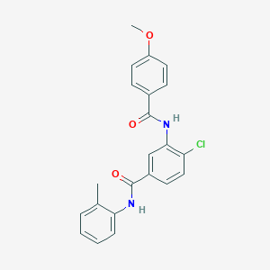 molecular formula C22H19ClN2O3 B309144 4-chloro-3-[(4-methoxybenzoyl)amino]-N-(2-methylphenyl)benzamide 