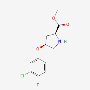 molecular formula C12H13ClFNO3 B3091559 Methyl (2S,4S)-4-(3-chloro-4-fluorophenoxy)-2-pyrrolidinecarboxylate CAS No. 1217813-37-0