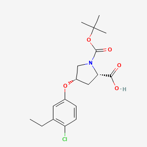 molecular formula C18H24ClNO5 B3091565 (2S,4S)-1-(Tert-butoxycarbonyl)-4-(4-chloro-3-ethylphenoxy)-2-pyrrolidinecarboxylic acid CAS No. 1217813-38-1