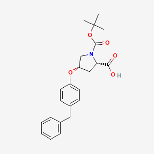 molecular formula C23H27NO5 B3091569 (2S,4S)-4-(4-Benzylphenoxy)-1-(tert-butoxy-carbonyl)-2-pyrrolidinecarboxylic acid CAS No. 1217819-09-4