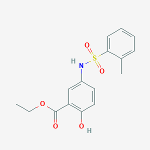 molecular formula C16H17NO5S B309157 Ethyl 2-hydroxy-5-{[(2-methylphenyl)sulfonyl]amino}benzoate 