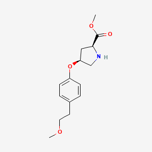 molecular formula C15H21NO4 B3091579 甲基 (2S,4S)-4-[4-(2-甲氧基乙基)苯氧基]-2-吡咯烷甲酸酯 CAS No. 1217822-46-2