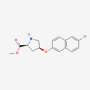 molecular formula C16H16BrNO3 B3091581 Methyl (2S,4S)-4-[(6-bromo-2-naphthyl)oxy]-2-pyrrolidinecarboxylate CAS No. 1217825-93-8