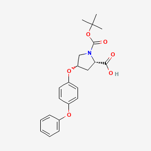 molecular formula C22H25NO6 B3091607 (2S,4S)-1-(叔丁氧羰基)-4-(4-苯氧基苯氧基)-2-吡咯烷羧酸 CAS No. 1217845-80-1