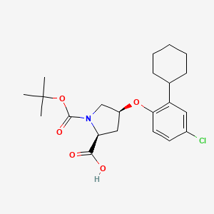molecular formula C22H30ClNO5 B3091629 (2S,4S)-1-(Tert-butoxycarbonyl)-4-(4-chloro-2-cyclohexylphenoxy)-2-pyrrolidinecarboxylic acid CAS No. 1217860-71-3