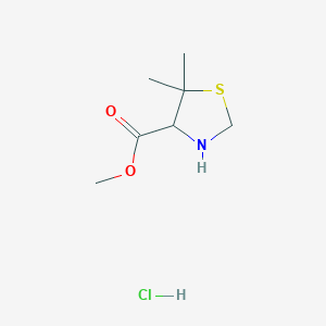 molecular formula C7H14ClNO2S B3091650 Methyl 5,5-dimethyl-1,3-thiazolidine-4-carboxylate hydrochloride CAS No. 1217983-12-4