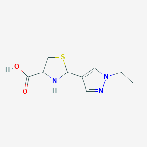 molecular formula C9H13N3O2S B3091686 2-(1-ethyl-1H-pyrazol-4-yl)-1,3-thiazolidine-4-carboxylic acid CAS No. 1218419-71-6