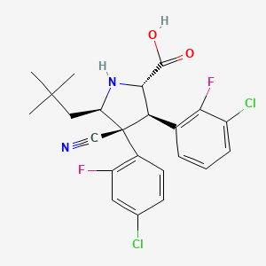 molecular formula C23H22Cl2F2N2O2 B3091767 (2S,3R,4S,5R)-3-(3-chloro-2-fluorophenyl)-4-(4-chloro-2-fluorophenyl)-4-cyano-5-neopentylpyrrolidine-2-carboxylic acid CAS No. 1219089-32-3