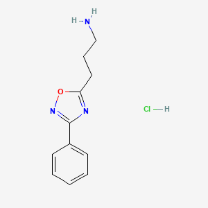 molecular formula C11H14ClN3O B3091779 盐酸 3-(3-苯基-1,2,4-恶二唑-5-基)丙胺 CAS No. 1219148-43-2