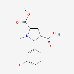 molecular formula C14H16FNO4 B3091783 2-(3-Fluorophenyl)-5-(methoxycarbonyl)-1-methyl-3-pyrrolidinecarboxylic acid CAS No. 1219159-23-5