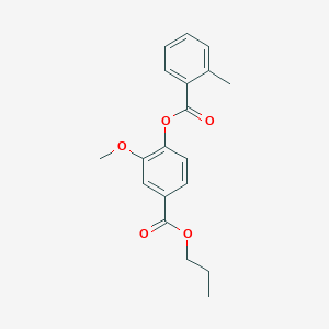 molecular formula C19H20O5 B309179 Propyl 3-methoxy-4-[(2-methylbenzoyl)oxy]benzoate 