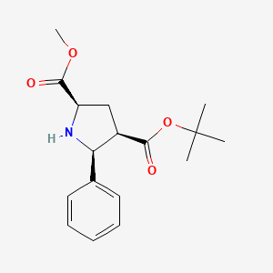 molecular formula C17H23NO4 B3091812 4-叔丁基 2-甲基 (2R,4R,5S)-5-苯基吡咯烷-2,4-二甲酸酯 CAS No. 1219344-80-5