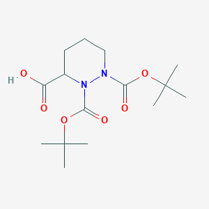 molecular formula C15H26N2O6 B3091813 1,2-Bis(tert-butoxycarbonyl)hexahydropyridazine-3-carboxylic acid CAS No. 1219380-72-9