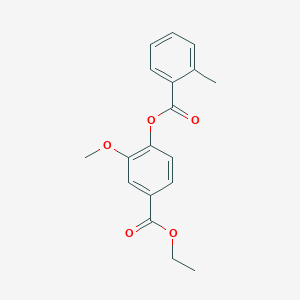 molecular formula C18H18O5 B309183 Ethyl 3-methoxy-4-[(2-methylbenzoyl)oxy]benzoate 