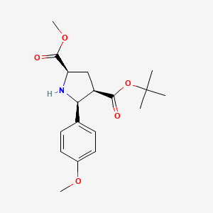 molecular formula C18H25NO5 B3091841 4-(Tert-butyl) 2-methyl (2R,4R,5S)-5-(4-methoxy-phenyl)tetrahydro-1H-pyrrole-2,4-dicarboxylate CAS No. 1219423-32-1