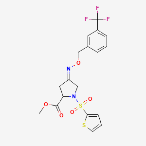 molecular formula C18H17F3N2O5S2 B3091856 methyl (4Z)-1-thiophen-2-ylsulfonyl-4-[[3-(trifluoromethyl)phenyl]methoxyimino]pyrrolidine-2-carboxylate CAS No. 1219441-46-9