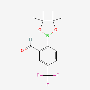 molecular formula C14H16BF3O3 B3091900 2-(4,4,5,5-Tetramethyl-1,3,2-dioxaborolan-2-yl)-5-(trifluoromethyl)benzaldehyde CAS No. 1219936-17-0