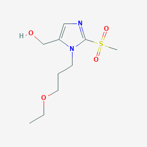 molecular formula C10H18N2O4S B3091983 [1-(3-Ethoxypropyl)-2-methanesulfonyl-1H-imidazol-5-yl]methanol CAS No. 1221342-60-4