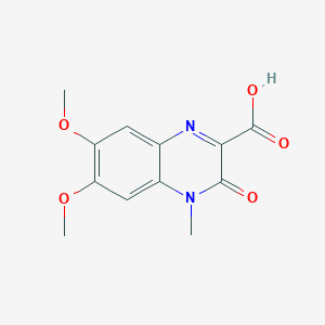 molecular formula C12H12N2O5 B3092013 6,7-Dimethoxy-4-methyl-3-oxo-3,4-dihydroquinoxaline-2-carboxylic acid CAS No. 1222-43-1