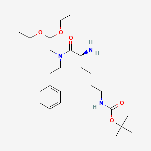 molecular formula C25H43N3O5 B3092015 (S)-tert-Butyl (5-amino-6-((2,2-diethoxyethyl)(phenethyl)amino)-6-oxohexyl)carbamate CAS No. 1222068-60-1