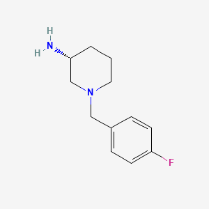 molecular formula C12H17FN2 B3092043 (3R)-1-[(4-fluorophenyl)methyl]piperidin-3-amine CAS No. 1222710-09-9