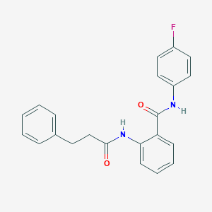 molecular formula C22H19FN2O2 B309210 N-(4-fluorophenyl)-2-[(3-phenylpropanoyl)amino]benzamide 