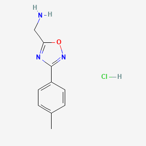 molecular formula C10H12ClN3O B3092149 {[3-(4-Methylphenyl)-1,2,4-oxadiazol-5-yl]methyl}amine hydrochloride CAS No. 1224168-35-7
