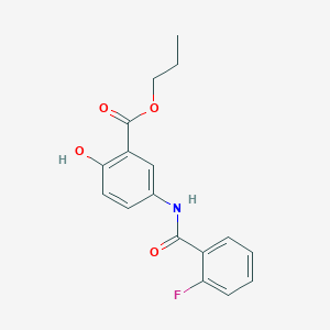 molecular formula C17H16FNO4 B309220 Propyl 5-[(2-fluorobenzoyl)amino]-2-hydroxybenzoate 