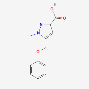 molecular formula C12H12N2O3 B3092203 1-Methyl-5-phenoxymethyl-1H-pyrazole-3-carboxylic acid CAS No. 1225797-64-7