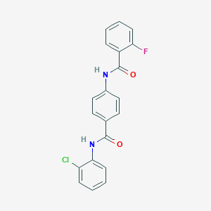 molecular formula C20H14ClFN2O2 B309222 N-{4-[(2-chloroanilino)carbonyl]phenyl}-2-fluorobenzamide 