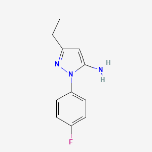 molecular formula C11H12FN3 B3092246 5-乙基-2-(4-氟苯基)吡唑-3-胺 CAS No. 1226221-27-7