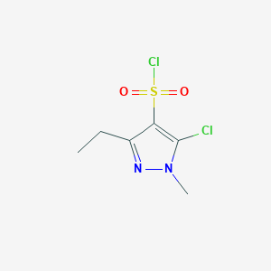 molecular formula C6H8Cl2N2O2S B3092294 5-Chloro-3-ethyl-1-methyl-1H-pyrazole-4-sulfonyl chloride CAS No. 1226707-24-9