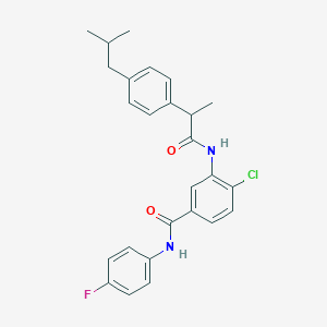 molecular formula C26H26ClFN2O2 B309230 4-chloro-N-(4-fluorophenyl)-3-{[2-(4-isobutylphenyl)propanoyl]amino}benzamide 
