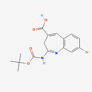 molecular formula C16H17BrN2O4 B3092307 8-bromo-2-((tert-butoxycarbonyl)amino)-3H-benzo[b]azepine-4-carboxylic acid CAS No. 1226791-81-6