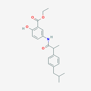 molecular formula C22H27NO4 B309232 Ethyl 2-hydroxy-5-{[2-(4-isobutylphenyl)propanoyl]amino}benzoate 