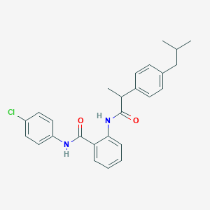molecular formula C26H27ClN2O2 B309234 N-(4-chlorophenyl)-2-{[2-(4-isobutylphenyl)propanoyl]amino}benzamide 