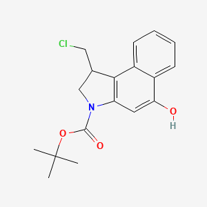 molecular formula C18H20ClNO3 B3092344 tert-Butyl 1-(chloromethyl)-5-hydroxy-1H-benzo[e]indole-3(2H)-carboxylate CAS No. 122745-41-9