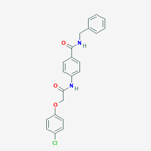 molecular formula C22H19ClN2O3 B309239 N-benzyl-4-{[(4-chlorophenoxy)acetyl]amino}benzamide 