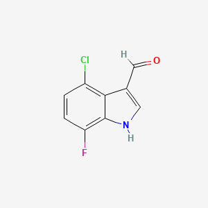 molecular formula C9H5ClFNO B3092405 4-chloro-7-fluoro-1H-indole-3-carbaldehyde CAS No. 1227597-49-0