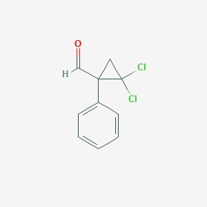 molecular formula C10H8Cl2O B3092444 2,2-Dichloro-1-phenyl-cyclopropanecarbaldehyde CAS No. 122801-51-8