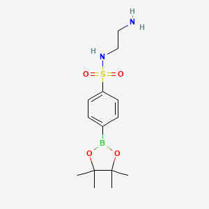 molecular formula C14H23BN2O4S B3092458 苯磺酰胺，N-(2-氨基乙基)-4-(4,4,5,5-四甲基-1,3,2-二氧杂硼环-2-基)- CAS No. 1228148-98-8
