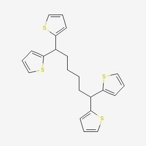 molecular formula C22H22S4 B3092470 1,1,6,6-Tetra(thiophen-2-yl)hexane CAS No. 1228246-25-0