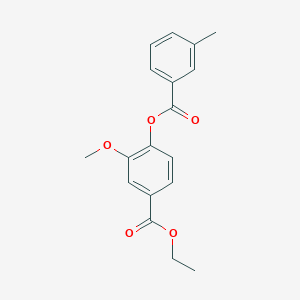molecular formula C18H18O5 B309249 Ethyl 3-methoxy-4-[(3-methylbenzoyl)oxy]benzoate 