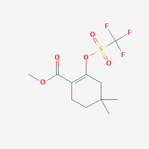 molecular formula C11H15F3O5S B3092543 Methyl 4,4-dimethyl-2-[(trifluoromethylsulfonyl)oxy]cyclohex-1-ene-1-carboxylate CAS No. 1228780-46-8